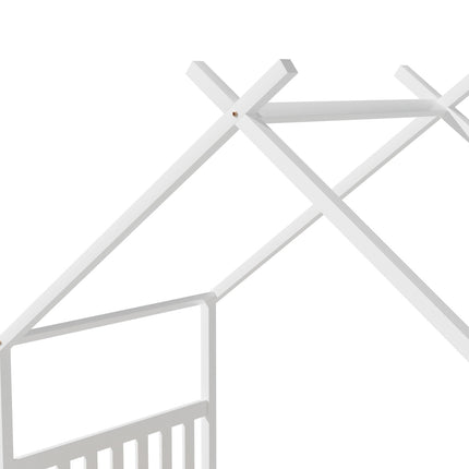 Artiss Bed Frame Wooden Base Kids Single Timber House Beds White