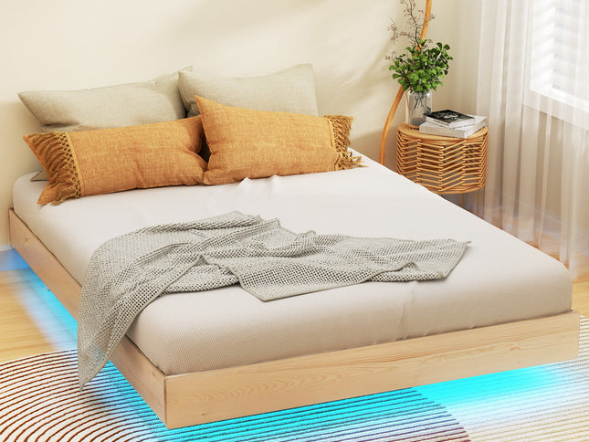 Artiss Bed Frame Double Size Floating Wooden Mattress Base Platform Timber ODIN
