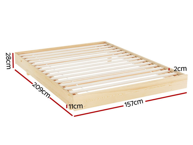 Artiss Bed Frame Queen Size Floating Wooden Mattress Base Platform Timber ODIN