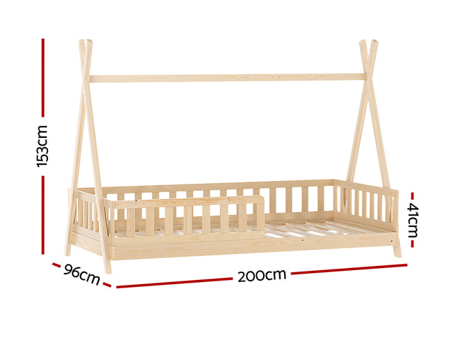 Artiss Bed Frame Wooden Kids House Frames Oak PUAH