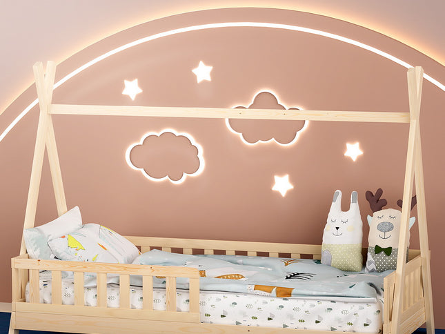 Artiss Bed Frame Wooden Kids House Frames Oak PUAH
