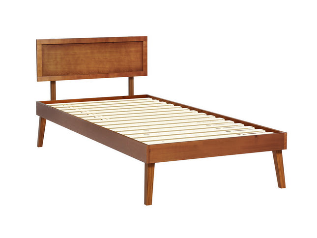Artiss Bed Frame Single Size Wooden Bed Base Walnut SPLAY