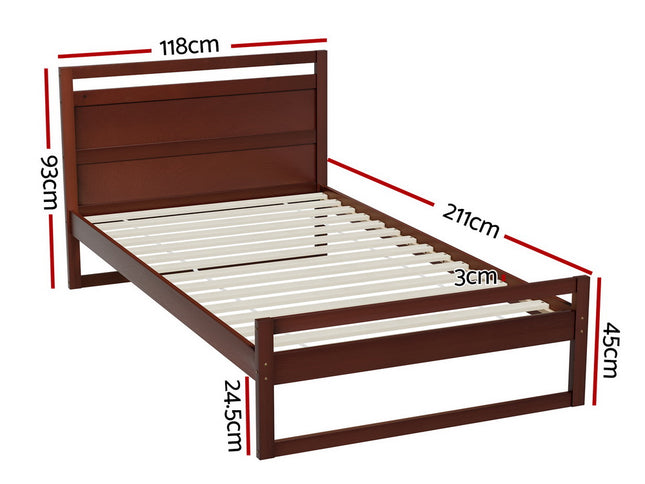 Artiss Bed Frame King Single Size Wooden Walnut WITTON