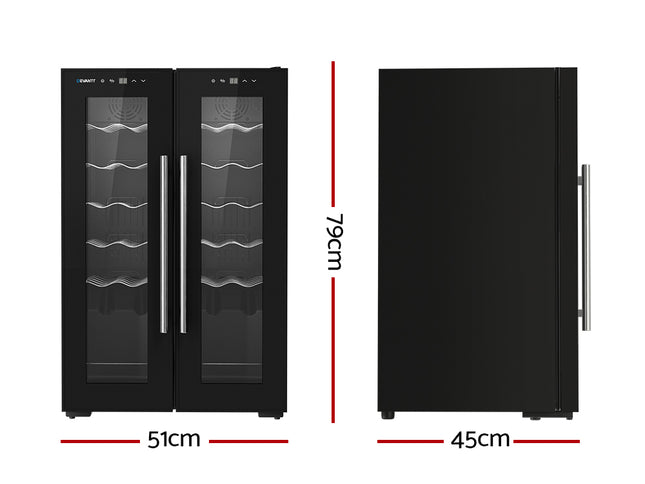 Devanti Wine Fridge Cooler Dual Zone 24 Bottles
