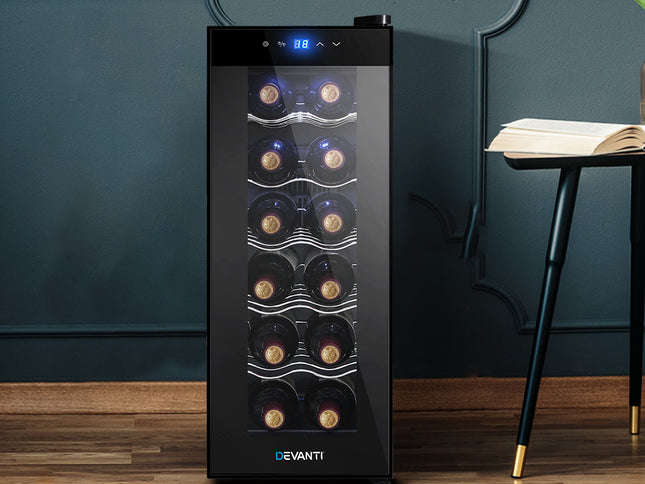 Devanti Wine Fridge Cooler 12 Bottles