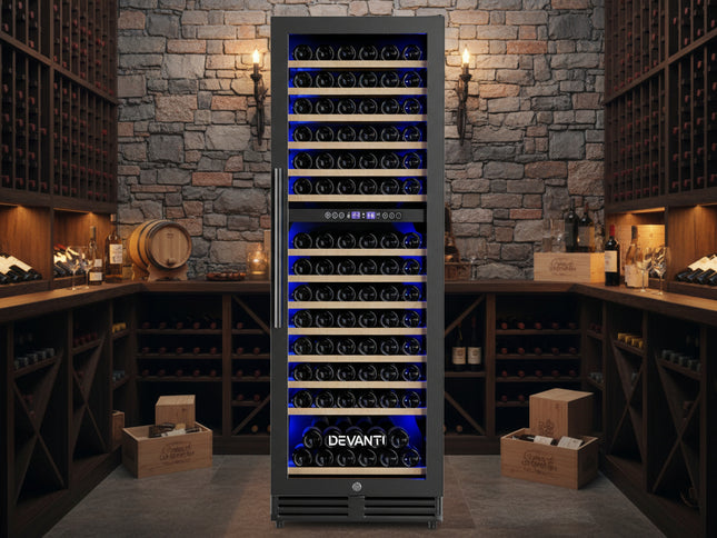 Devanti Wine Fridge Cooler Dual Zone 154 Bottles
