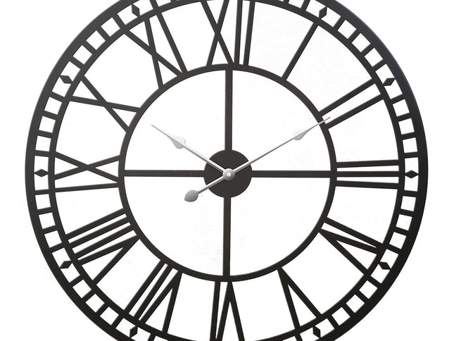 Artiss 60cm Wall Clock Large Roman Numerals Metal Black