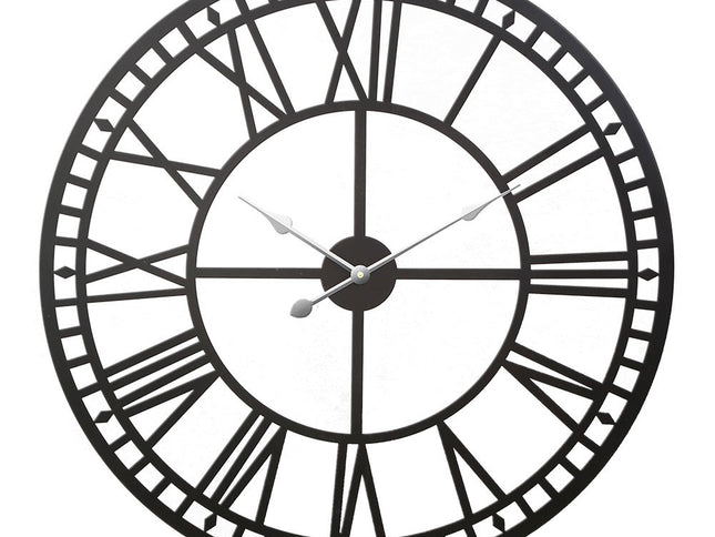Artiss 80cm Wall Clock Large Roman Numerals Metal Black