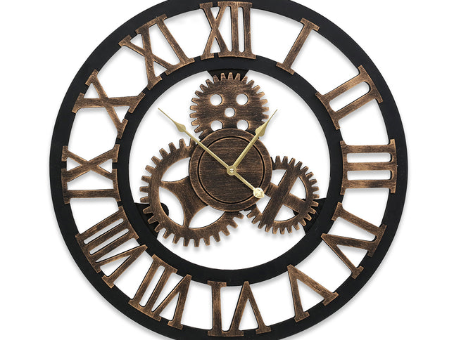 Artiss 80cm Wall Clock Large Retro Roman Numerals Brown