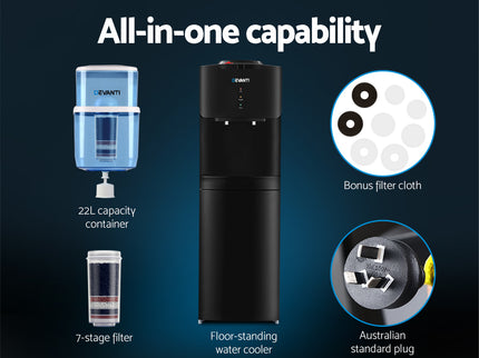 Devanti Water Cooler Dispenser Stand 22L Bottle Black