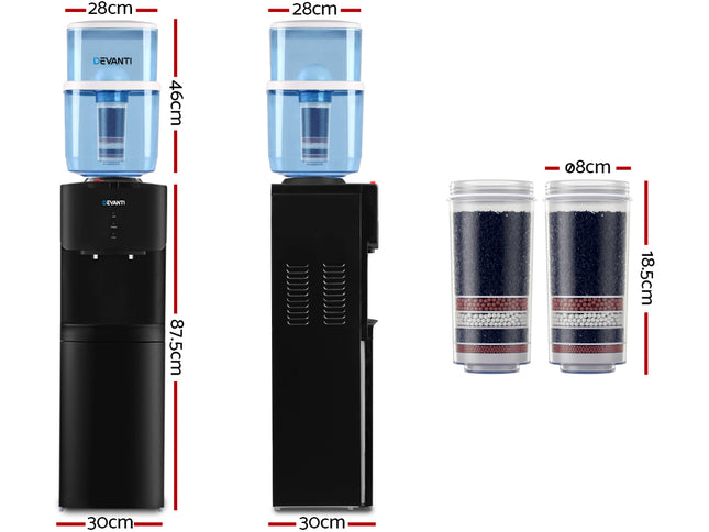 Devanti Water Cooler Dispenser Stand 22L Bottle Black w/2 Filter
