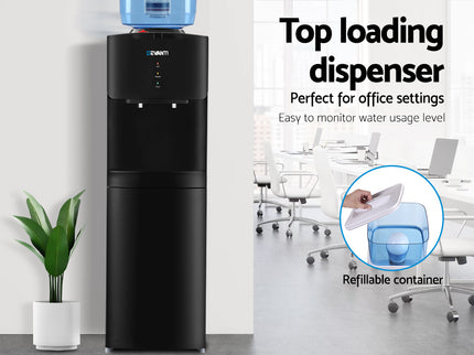 Devanti Water Cooler Dispenser Stand 22L Bottle Black w/2 Filter
