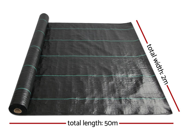 Instahut 2x50m Weed Mat 110GSM Weed Control Mat Plant