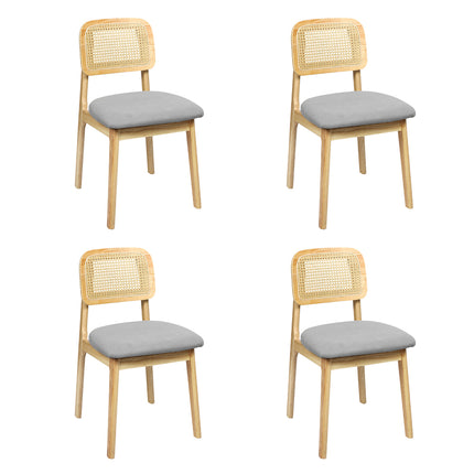 Levede Dining Chair Wood Rattan Armless Natural x4-2006732736697602048
