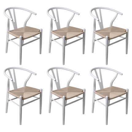 Levede 6x Dining Chairs Wooden Hans White-2006732723238080512
