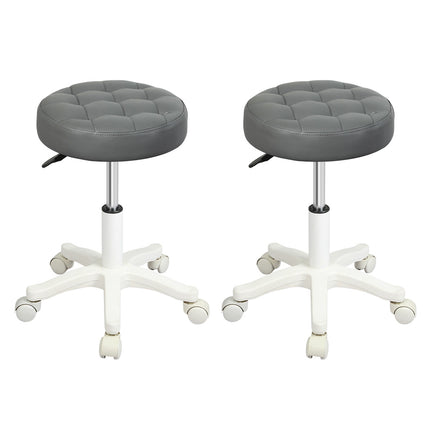 Levede 2x Rolling Bar Stool Swivel Salon SPA Chair Grey-2006732718381076480