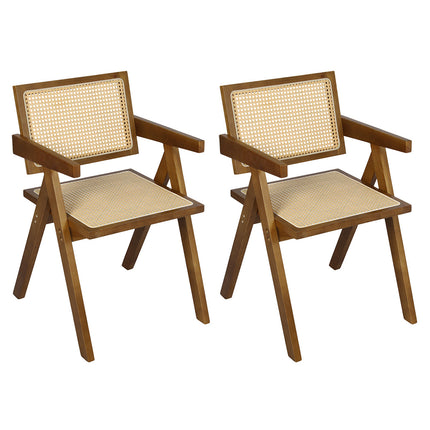 Levede 2x Walnut Wicker Armchair Dining Chair-2006732730611666944