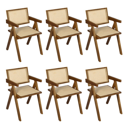 Levede 6x Walnut Wicker Armchair Dining Chair-2006732730984960000
