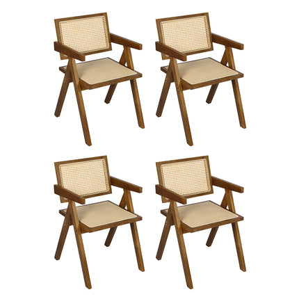 Levede 4x Walnut Wicker Armchair Dining Chair-2006732730792022016