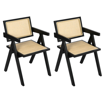 Levede 2x Black Wicker Armchair Dining Chair-2006732729919606784