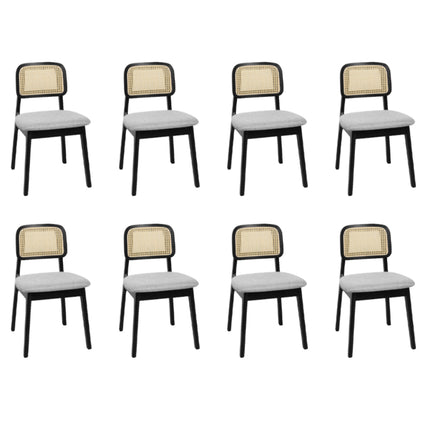 Levede Dining Chair Wood Rattan Armless Black x8-2006732736517246976