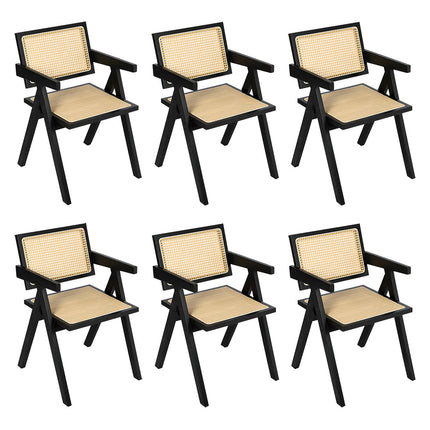 Levede 6x Black Wicker Armchair Dining Chair-2006732730259345408
