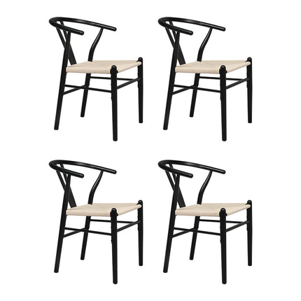 Levede 4x Dining Chairs Wooden Hans Black-2006732722512465920