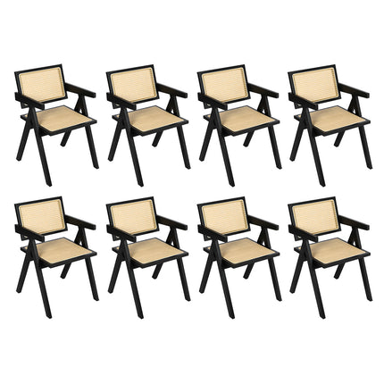 Levede 8x Black Wicker Armchair Dining Chair-2006732730439700480