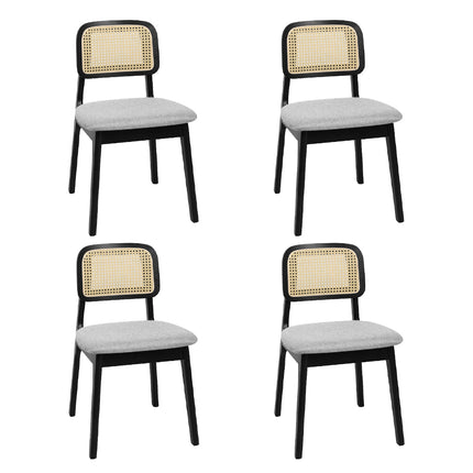 Levede Dining Chair Wood Rattan Armless Black x4-2006732736164925440