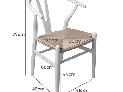 Levede 2x Dining Chairs Wooden Hans White-1942353395633491970