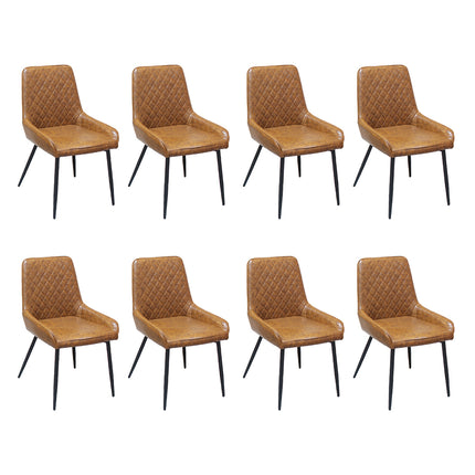 Dining Chairs x 8 Padded Seat PU Faux Leather-2006732734378151936