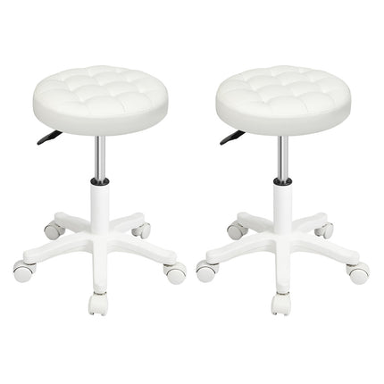 Levede 2x Rolling Bar Stool Swivel Salon SPA Chair Beige-2018816833955696640