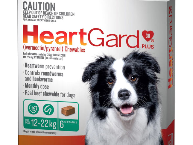 Heartgard 30 Plus Dog 12-22kg Green 6pk-2018816649376960514
