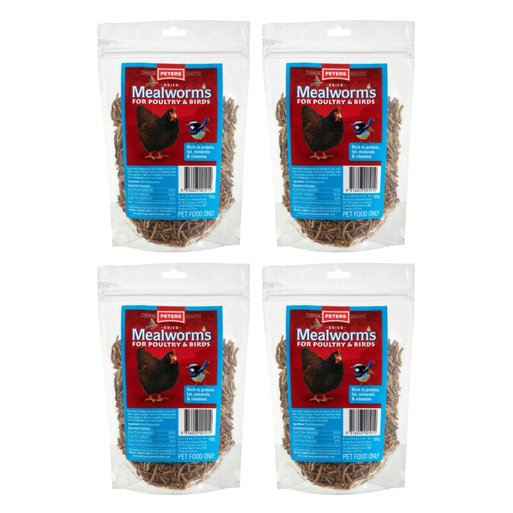 Peters Dried Mealworms For Poultry & Birds 100g x4-2029334129568518144