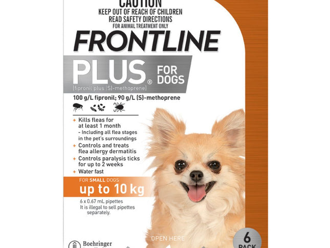 Frontline Plus Dog 0-10kg Orange Small 6pk-2006732761284612098