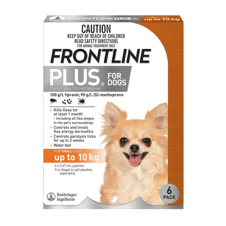 Frontline Plus Dog 0-10kg Orange Small 6pk-2006732761284612098