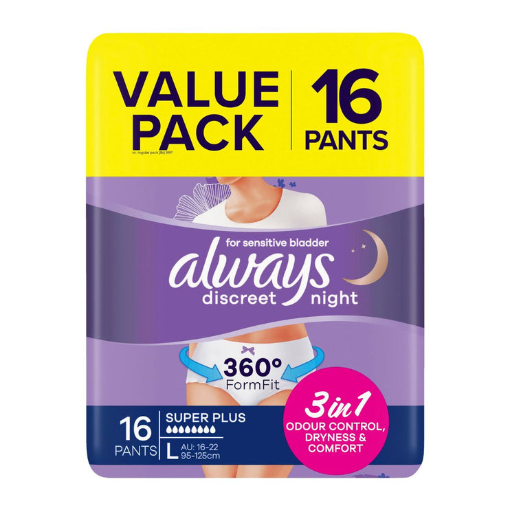 Always Discreet Underwear Night Pants Large 16pk-2006732772101722114