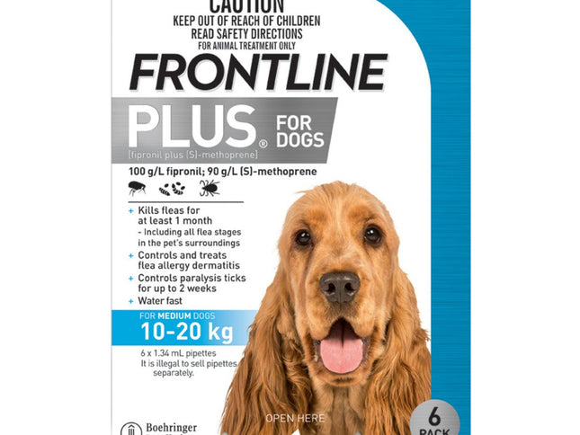 Frontline Plus Dog 10-20kg Blue Medium 6pk-2018816697540153346