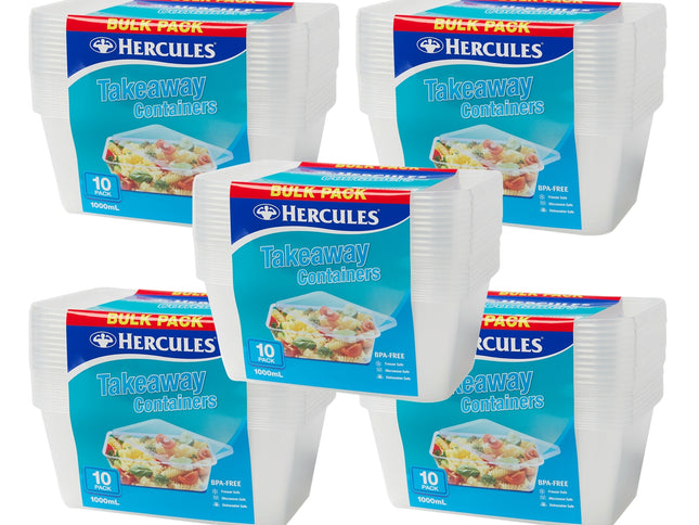 Hercules Takeaway Food Containers 10pk x 1000ml x5-2050056822647296000
