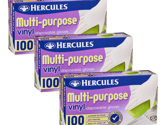 Hercules Multipurpose Vinyl Gloves 100pk x3-2017004937178910720
