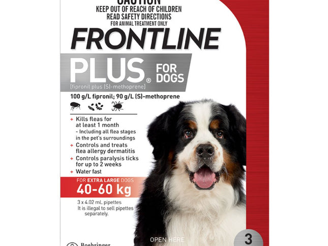 Frontline Plus Dog 40-60kg Red X/Large 3pk-2006732761448189954