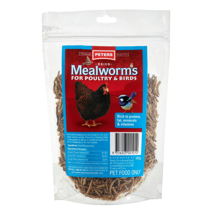 Peters Dried Mealworms For Poultry & Birds 100g-2029334129090367488