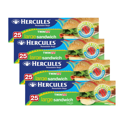 Hercules Large Sandwich Bags 25pk x4-2017004942526648320