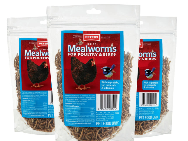 Peters Dried Mealworms For Poultry & Birds 100g x3-2029334129409134592