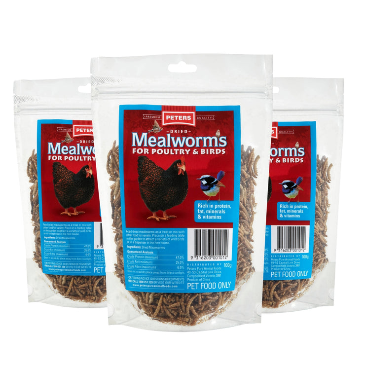 Peters Dried Mealworms For Poultry & Birds 100g x3-2029334129409134592