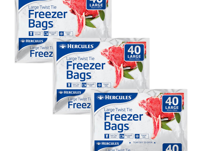 Hercules Tear-Off Freezer Bags Large 40pk x3-2018816604137197568