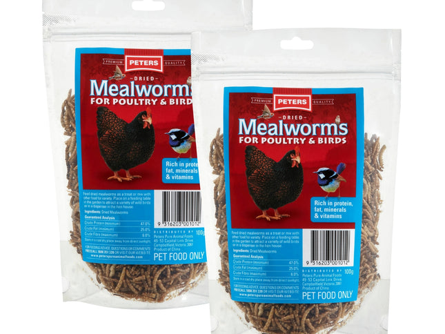 Peters Dried Mealworms For Poultry & Birds 100g x2-2029334129241362432