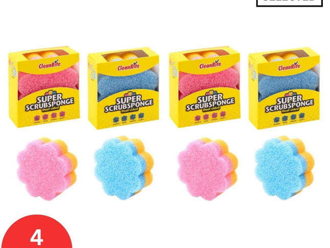 4x Cleanrite 10cm Dual Sided Sponge-2029387215498514434