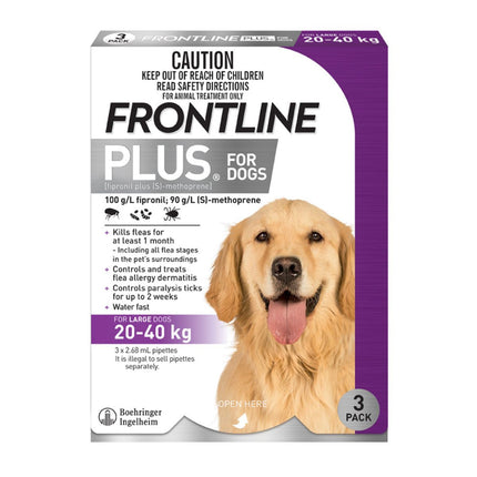 Frontline Plus Dog 20-40kg Purple Large 3pk-2006732760445751296