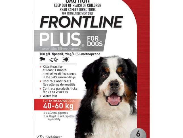 Frontline Plus Dog 40-60kg Red X/Large 6pk-2018816685938708482